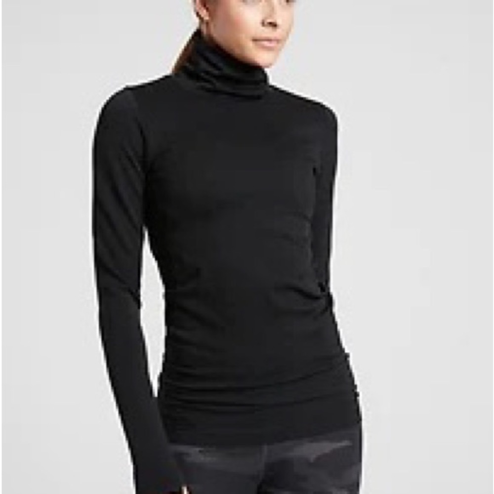 Athleta Flurry Blizzard Rib Turtleneck Black Small
